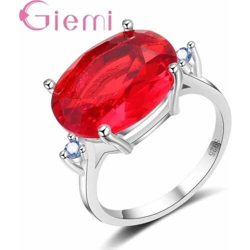 Propose Marriage Jewelry for Your Beloved Female Luxury Beautiful Red Round Austrian Crystal Stone Ring