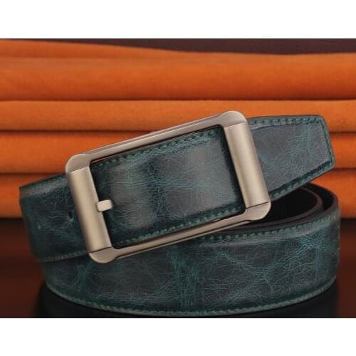 High Quality green pin buckle designer belts men Green Waist Strap fashion luxury brand formal Casual Cowskin Waistband