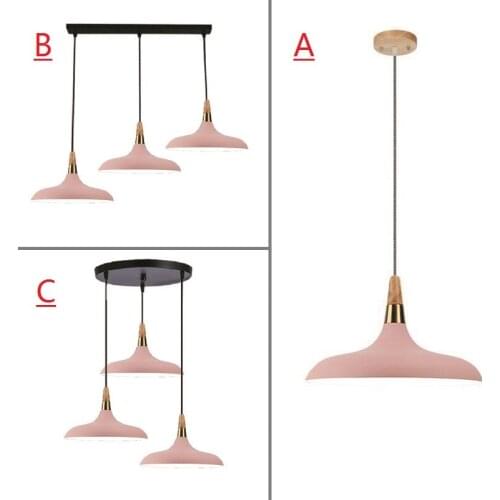 Pink Pendant Light For Kitchen Island Office Modern Ceiling Lamp Wood Pendant Lamps Bar Large Lighting Fixtures Bedroom Lights