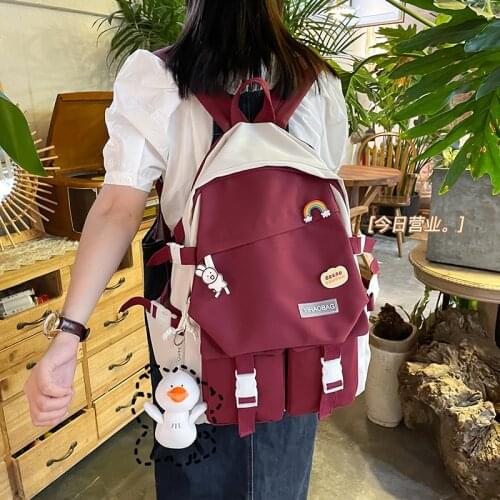 Kawaii Girl Harajuku Backpack Women Waterproof School Bag College Student Nylon Backpack Cute Book Female Bag Trendy New Fashion