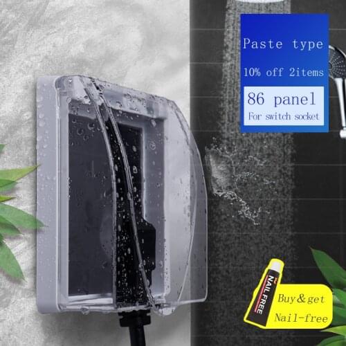 86 type self-adhesive waterproof splashproof box bathroom toilet socket power protection cover