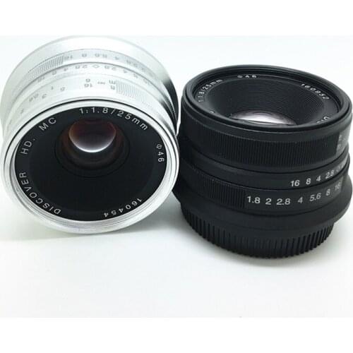 Black/Sliver 25mm F/1.8 HD MC Wide Angle Manual Focus Lens for Fujifilm FX Camera X-T10 X-T2 X-PRO2 X-PRO1 X-E2 X-E1 X-M1 X-A3