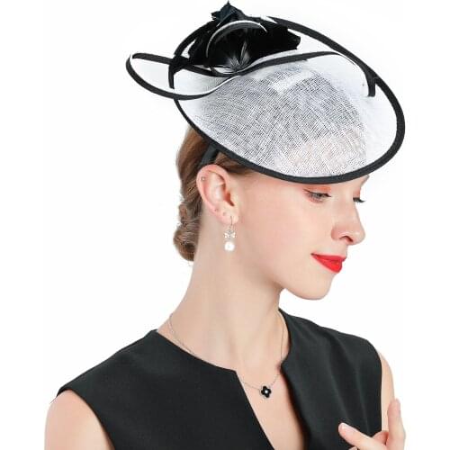Fascinator Fedoras Hat Houndstooth Pattern For Women Elegant Church Bonnet Cap Wool Banquet Wedding Fashion Party cocktail Caps