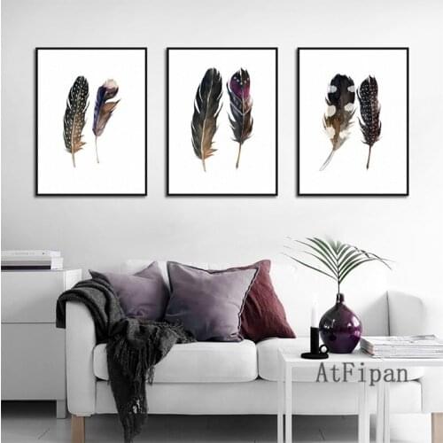 Nordic Minimalist Style Poster Feathers With Different Pattern Wall Art Home Painting Decor Painting Canvas Prints Modern Poster