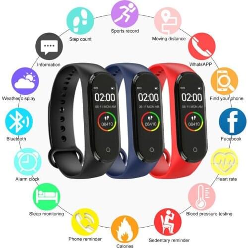 M4 Smart Watch Color Screen lectronic Clock, Fitness Heart Rate Blood Pressure Monitoring Bracelet, Unisex Watchs
