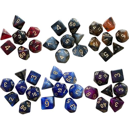 Mixed Color Dice Polyhedral DND Dice RPG Role Playing Funny Party Table Game Toy Dustproof Portable Carrying Decor