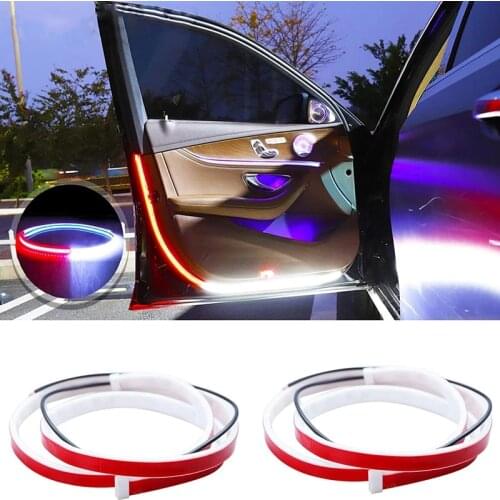 LED Car Door Welcome Light Safety Warning Streamer Lamp Strip 120cm Waterproof Auto Decorative Ambient Lights