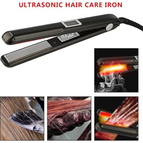 Ultrasonic Infrared Hair Care Iron Recovers Damaged Tool LCD Display Hair Treatment Styler Cold Iron Straightener