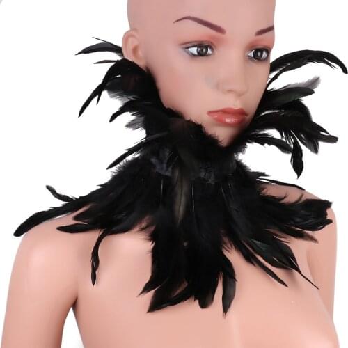 Victorian Gothic Feather Collar Choker Vintage Punk Womens Fake Collars Party Masquerade Cosplay Sexy Shrug Shawl Shoulder Wrap