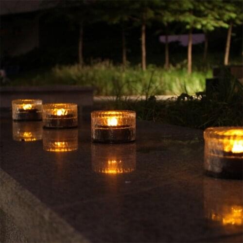 Waterproof LED Solar Round Underground Lamp Solar Garden Deck Light Brick Ice Cube Path Floor Stairs Lawn Deck Solar Buried Lamp