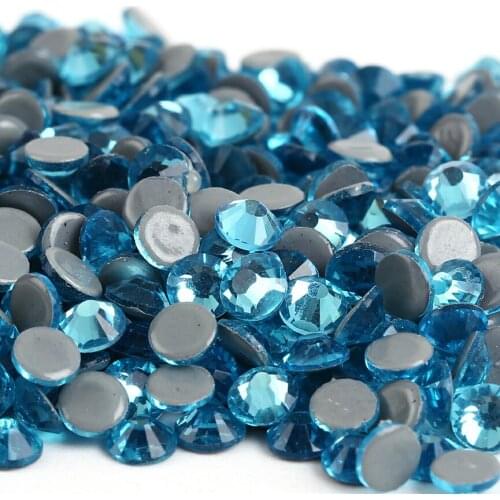 All sizes Aquamarine DMC Iron On Rhinestones/Nail art Hot fix Crystal Rhinestones Strass Sewing & Fabric Garment stones