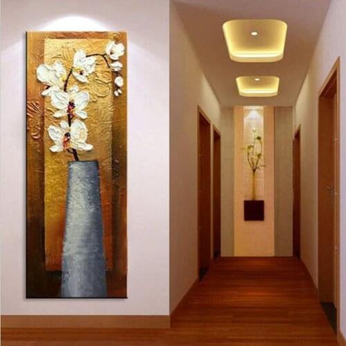High quality Hand Painted Oil Painting For Living Room Wall Art Abstract Decorative Flower Pictures Painting Home Decor