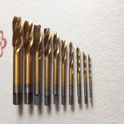 High quality HSS 6542 Full CNC grinded 15pcs standard teeth Machine spiral Tap Screw Taps HSS TIN coating M3 -M30 full sizes set