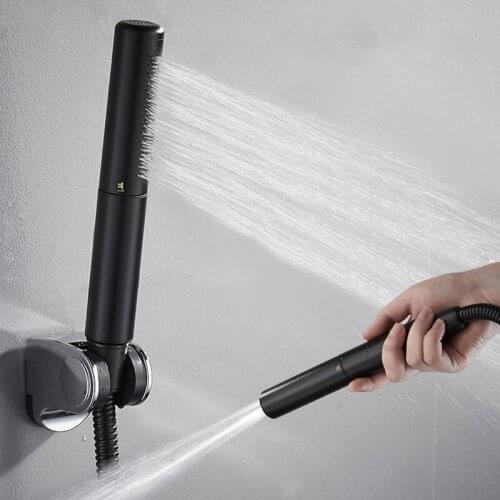 High Quality Brass Cylinder Style Black Hand Held Shower Chrome Head Water Saving hand shower Gun Sprayer Bathroom Accessories