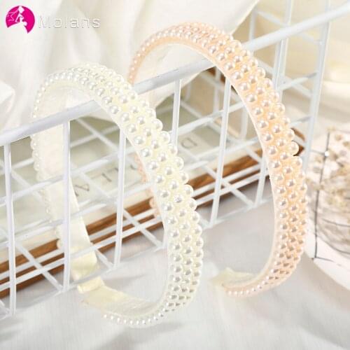 Molans New Pearl Women Headband Wedding Hair Accessories For Women Bride Tiara Girls Hairband Lady Hair Hoops Band Accessories