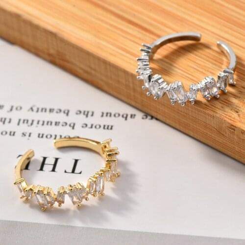 VENTFILLE 925 Sterling Silver Zircon Stone Ring for Women Luxury Gold Baguette Statement Wedding Rings