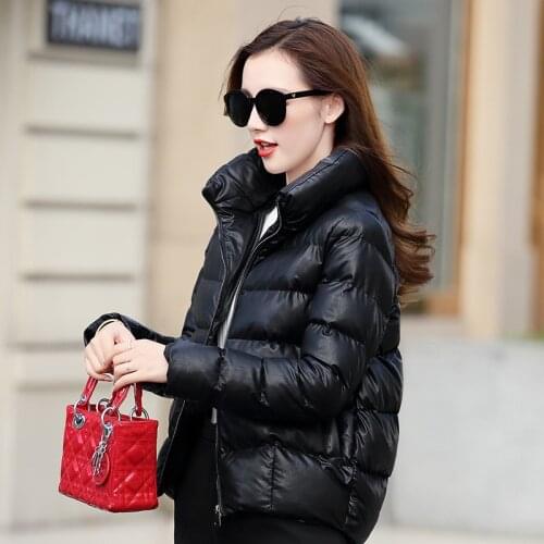 KMETRAM Winter Jacket Women Faux Leather Jacket Thicken Fashion Parka Women Clothes 2020 PU Leather Coat Manteau Femme MY4273