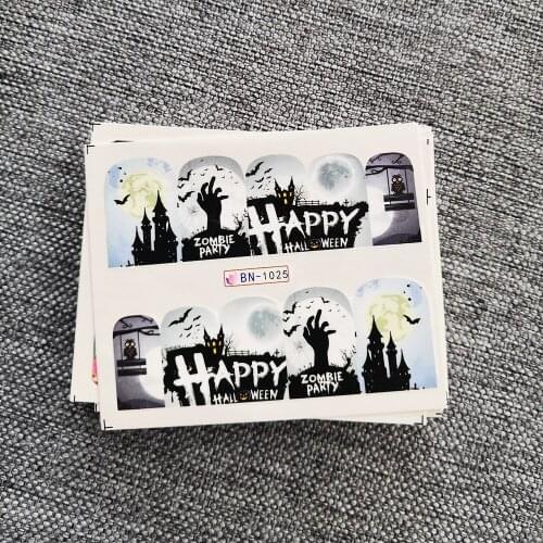 12pcs/set Halloween Style Nail Art Design Water Transfer Sliders Decals For Nail Sticker Nail Art Decals Nail Art DIY Decoration