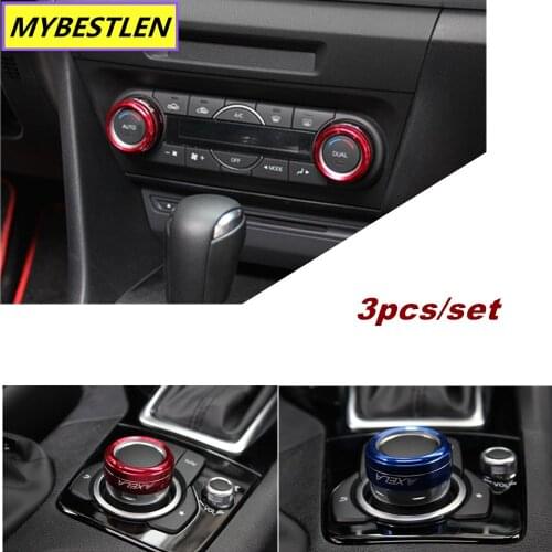 3pcs/set Aluminum Alloy Metal Air Conditioning Knobs Cover Decaration For Mazda 3 Axela 2014 2015 2016 Accessories Car Styling