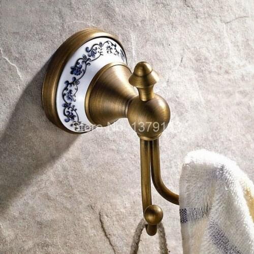 Bathroom Accessory Vintage Retro Antique Brass Wall Mounted Hardware Robe Hook Hanger Clothes Coat Hat Bag Towel Holder aba410