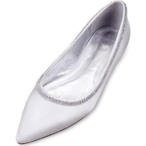 Creativesugar elegant rhinestone chain slip on satin evening dress flat shoes flats bridal wedding prom shoes champagne ivory