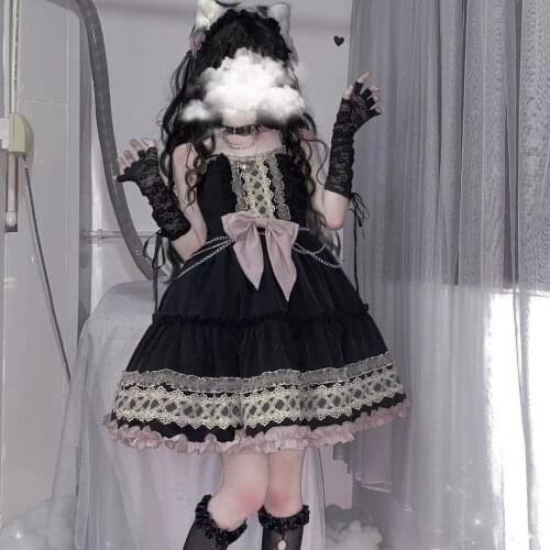 Blackberry Cake Gothic Cool Sweet Lolita Dress Daily Hot Girl Dress Fried Street Dark Tea Party Vintage Dresses