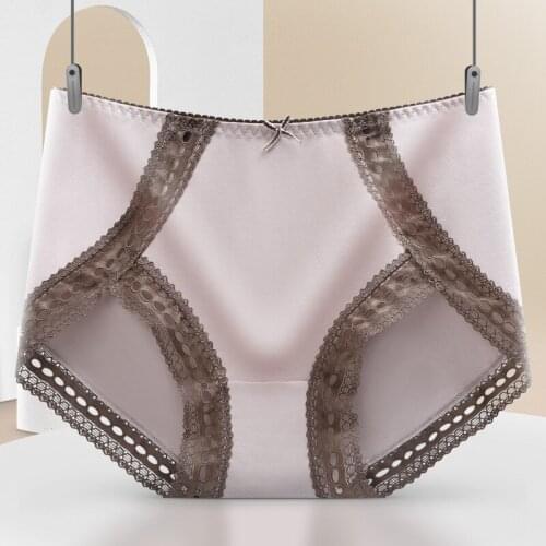 Cotton Panties Seamless High Waist Womens Panties Solid Lace Briefs Underwear Sexy Pure Women High Waist Lace Edge Breathable