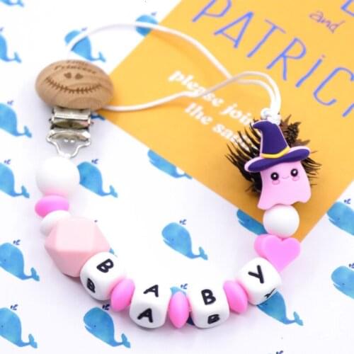 Personalized Name Handmade Silicone Pacifier Chains Safe Teething Chain Baby Teether Eco-friendly Pacifier Clips Holder Chain