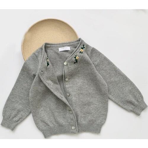 Sweet floral embroidery baby girls jackets Spring autumn toddler baby cardigans infant kids sweater long sleeve knitted children