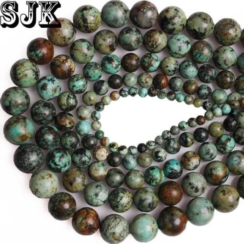 Natural Stone African Turquoises Genuine Gem Beads Round Loose Spacer Beads 4 6 8 10 12mm Diy Jewelry Making Accessories bead