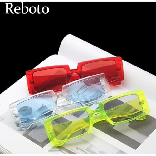 Trendy Green Rectangl Sunglasses Retro 2021 Vintage Luxury Designer Square Small Frame Womens Sunglasses Clear Shades UV400