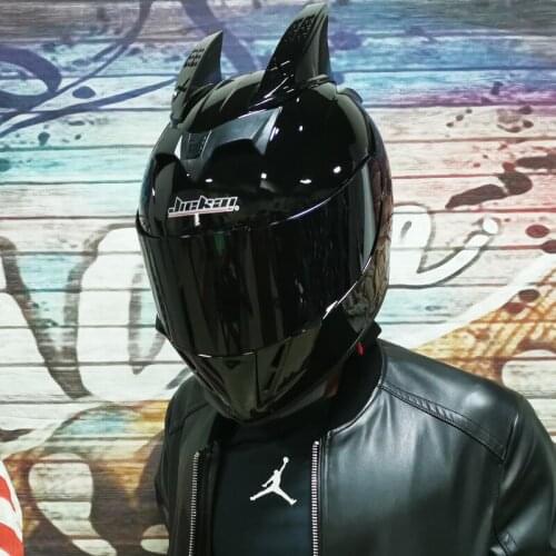 Full face helmet built-in small lens motorcycle personality helmet Four seasons universal