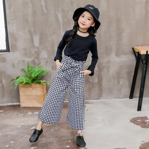 Girls Clothes Blouse + Plaid Pants Clothing For Girls Casual Style Girls Tracksuit Summer Kids Tracksuit 6 8 10 12 14