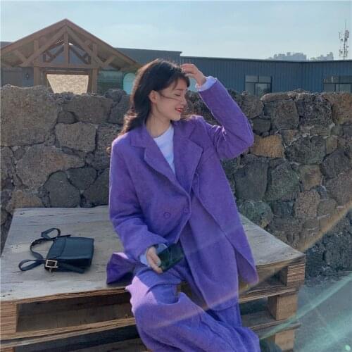 Nic Suit Jacket Purple Blazers for Women Long Sleeve Oversized Coat 2021 Loose Solid Office Ladies Outerwear Stylish Tops