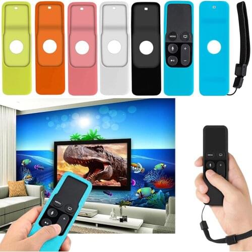 Anti Slip Silicone Protective Case Cover for Apple TV 4th Siri remote Controller Protector Shell With Lanyard #1223