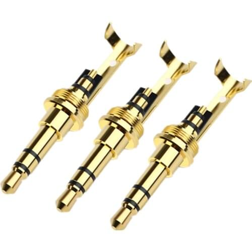 DIY 3.5mm Stereo Earphone Plug 3 Pole Pure Copper Gold-Plated General 7.2 Thread Audio Jack Headphone Replace Cable Connector