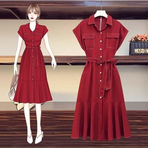 Plus Size Womens 2020 Summer Dress New Fashion Temperament Commuter Ruffled Bat Sleeve Shirt Dresses Female Vestidos Mujer E374