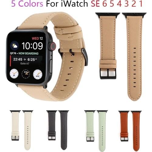 Vintage Leather Strap For Apple Watch 6 Band iWatch Series SE 5 4 3 38mm 42mm soft Belt Bracelet Apple Watch Bands 6 3 44mm 40mm
