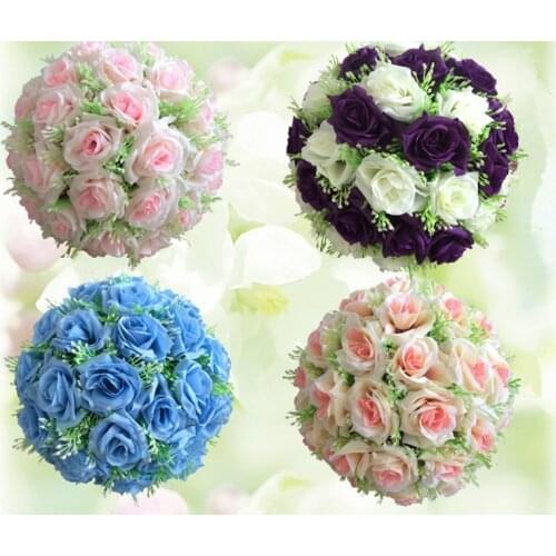 6.8" (17cm) Silk Flower Wedding Kissing Balls Pomander Decorative Hanging Flower Ball Centerpieces Rose Wedding Decoration Ball