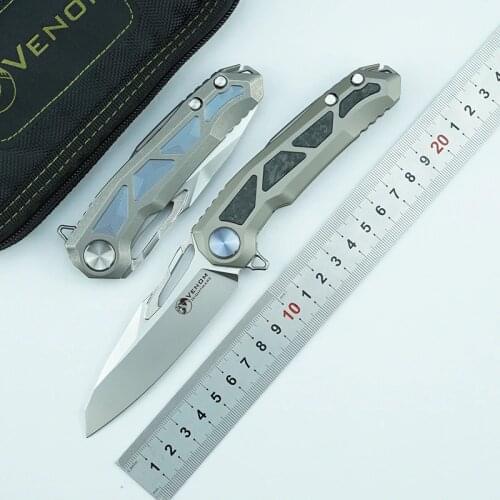Kevin John VENOM Nightmare Folding Knife M390 Blade Titanium Alloy + Carbon Fiber Handle Outdoor Camping Fruit Knife EDC Tool