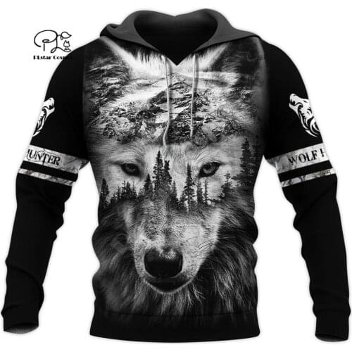 PLstar Cosmos Animal Hunter Art Wolf Hunting Tattoo Tracksuit Pullover NewFashion Sweatshirt 3DPrint Men/Women Casual Hoodies 12