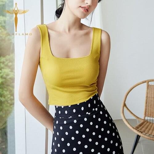 Harajuku Women Top Tank Square Collar Solid Sleeveless Ribbed Elastic Knitting Crop Tank Tops Streetwear Skinny Female Tanks