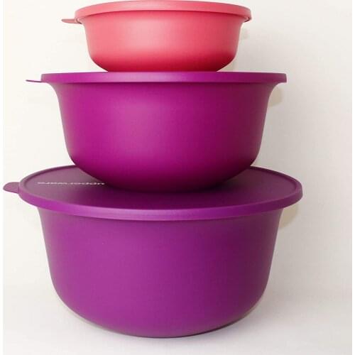 TUPPERWARE Aloha Bowl 3 Piece Set, 1 L + 4 L + 7,5 L Colorful, Salad Bowl