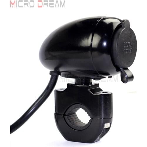 Motorcycle 1" & 7/8" Handlebar Mounted Electrical Power Point Black Cigarette Lighter USB Scooters ATV Choppers Universal