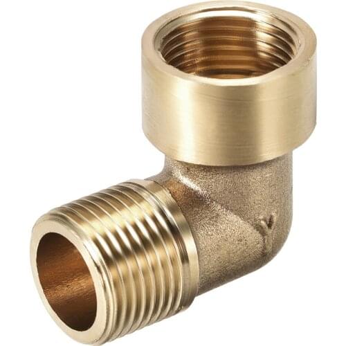 Uxcell 1pcs Brass Pipe Fitting 90 Degree Elbow 3/8 BSP Male X 3/8 BSP Female connect pipes for air water fuel oil etc