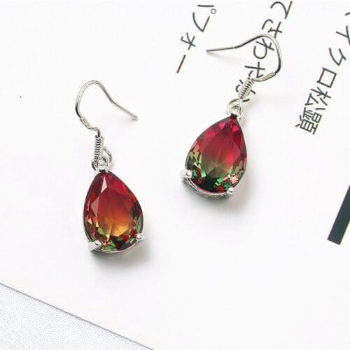 YJGS Exquisite Luxury Gradient Color Earrings For Female Simple Color Zircon Drop Pendant Earrings Fashion Hook Earring Jewelry