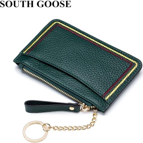 Genuine Leather Women Slim Coin Purse Multifunction Organizer Bag Card Key Holder Change Pouch Ladies Candy Small Money Bag