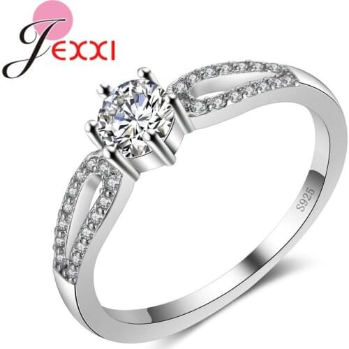 Women Promise Ring Valentine Day Finger Accessories High-End 925 Sterling Silver Crystal Rings for Femme Best Gifts