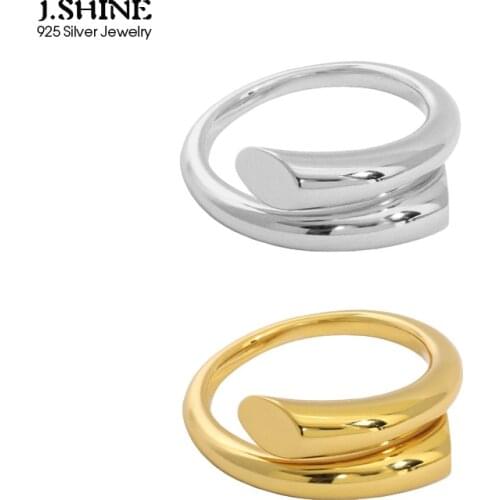 JShine AuthenticS925 Sterling Silver Ring Minimalist Overlap Horn Open Female Ring Silver 925 Open Finger Ring Prevent Allergy