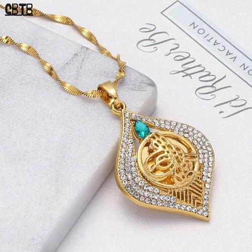 Gold Crystal Pendant Necklace Women Islam Muslim Fashion New Jewelry Event Party Wedding Accessories Gift Wholesale Unfading